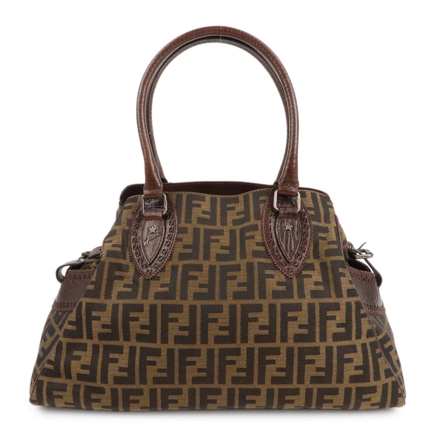 FENDI Ethnico Zucca Canvas Leather Shoulder Bag Brown 8BN162  d
