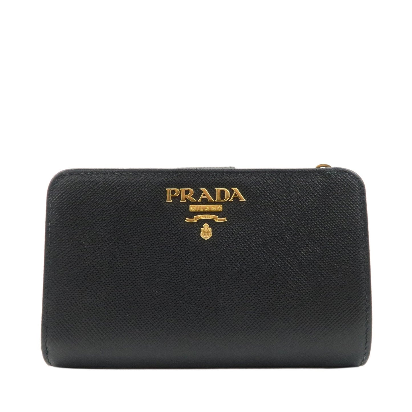 PRADA Saffiano Leather Bi-Fold Wallet Purse Black 1ML225  d