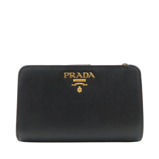 PRADA Saffiano Leather Bi-Fold Wallet Purse Black 1ML225  d