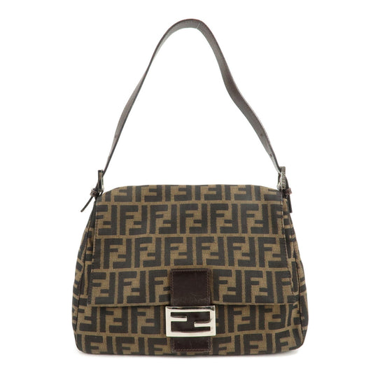 FENDI Mamma Baguette Zucca Canvas Leather Shoulder Bag 26325  d