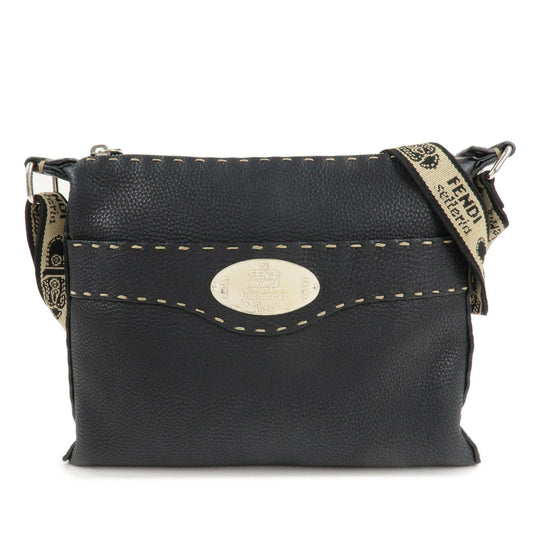 FENDI Selleria Leather Shoulder Bag Crossbody Bag Black 8BT092  d