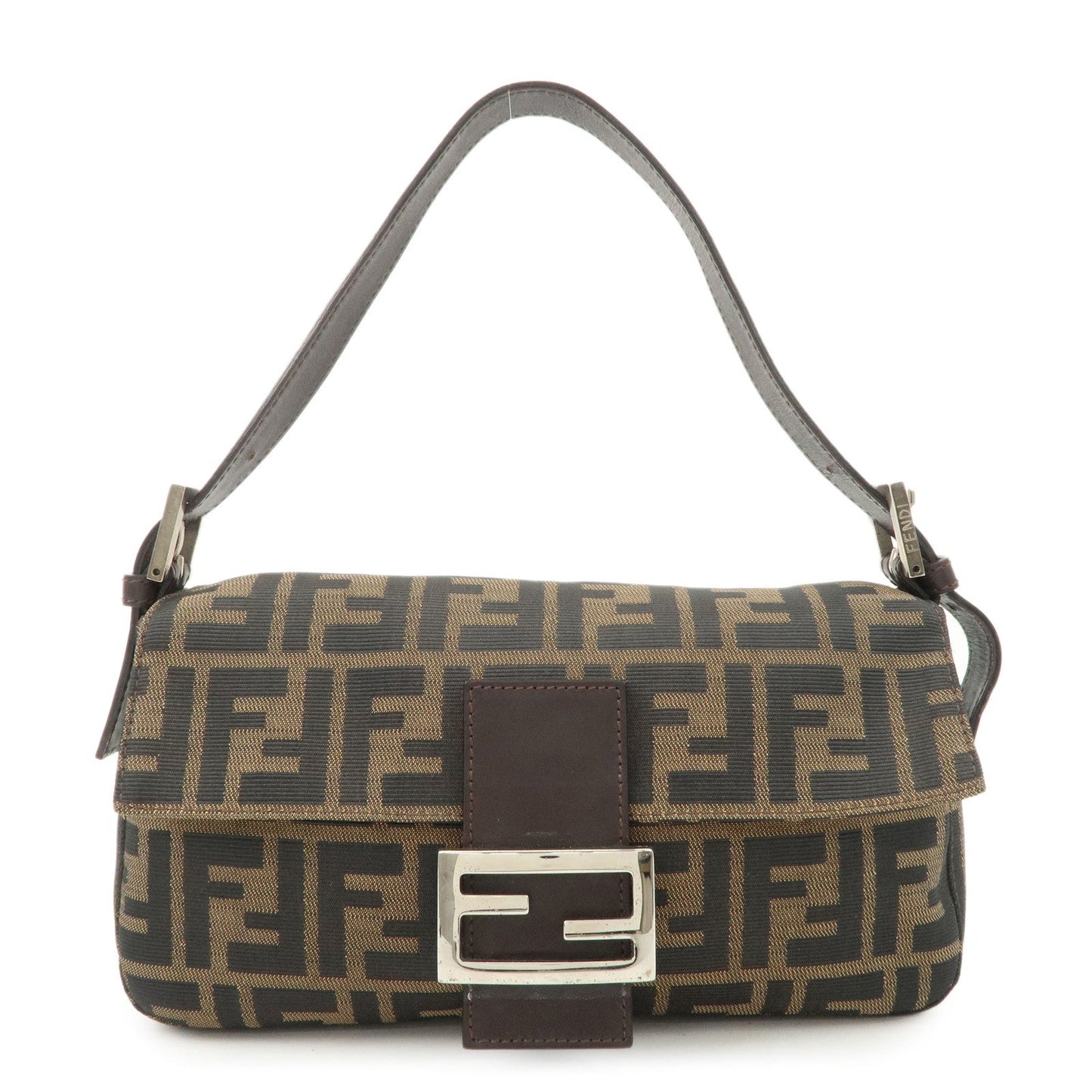 FENDI Zucca Mamma Baguette Canvas Shoulder Bag Brown Black 26424  d