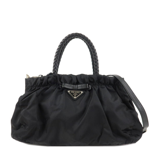 PRADA Nylon Leather Ribbon 2Way Shoulder Bag Black BN1631  d