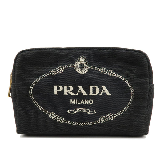 PRADA Canvas Pouch Cosmetic Pouch Black  d