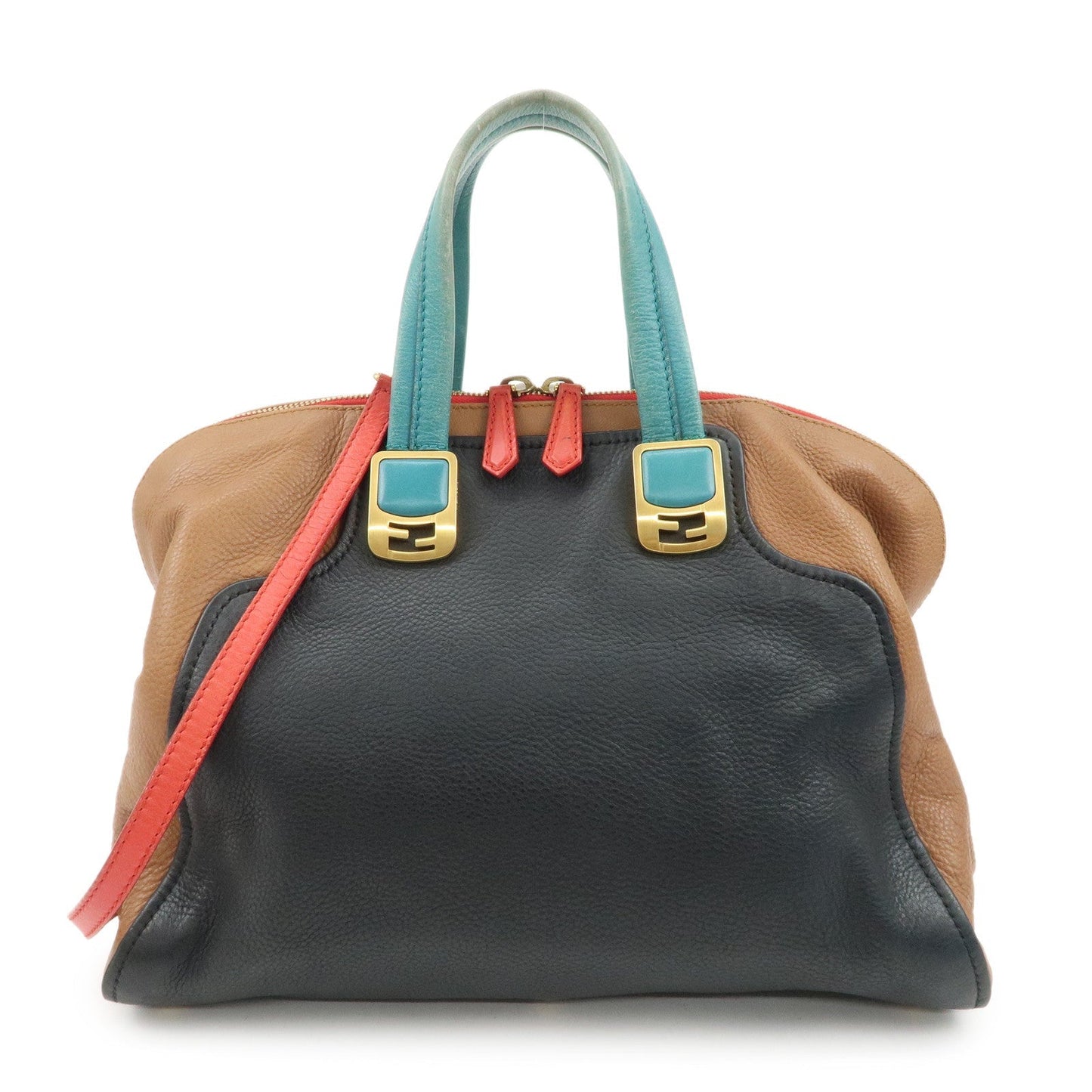 FENDI Cameleon Leather 2WAY Bag Black Brown Blue Red 8BL110  d