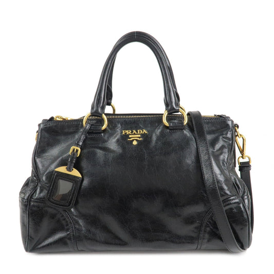 PRADA Leather 2Way Hand Bag Shoulder Bag Black BN2324  d