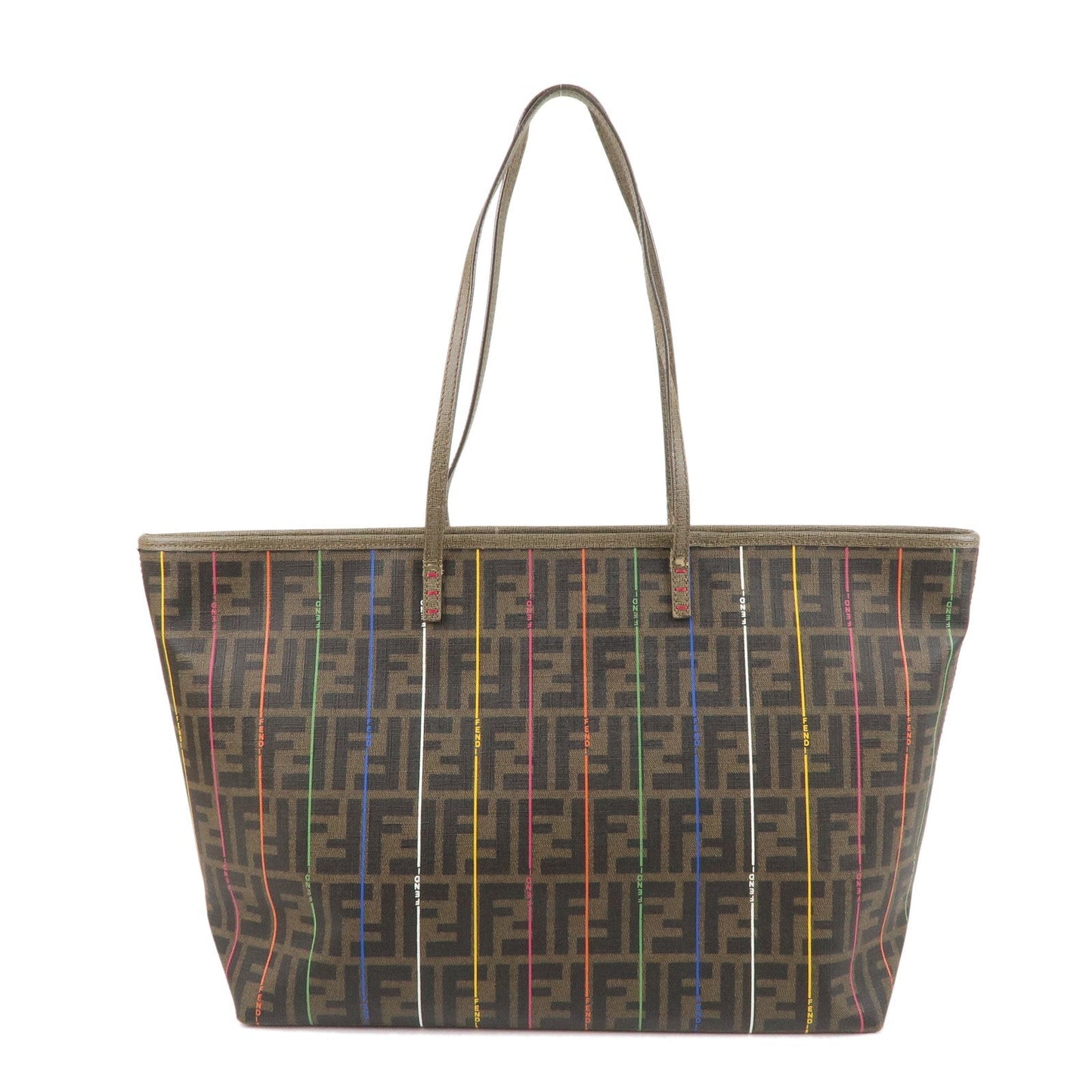 FENDI Zucca Logo Print PVC Leather Tote Bag Multi Color 8BH185