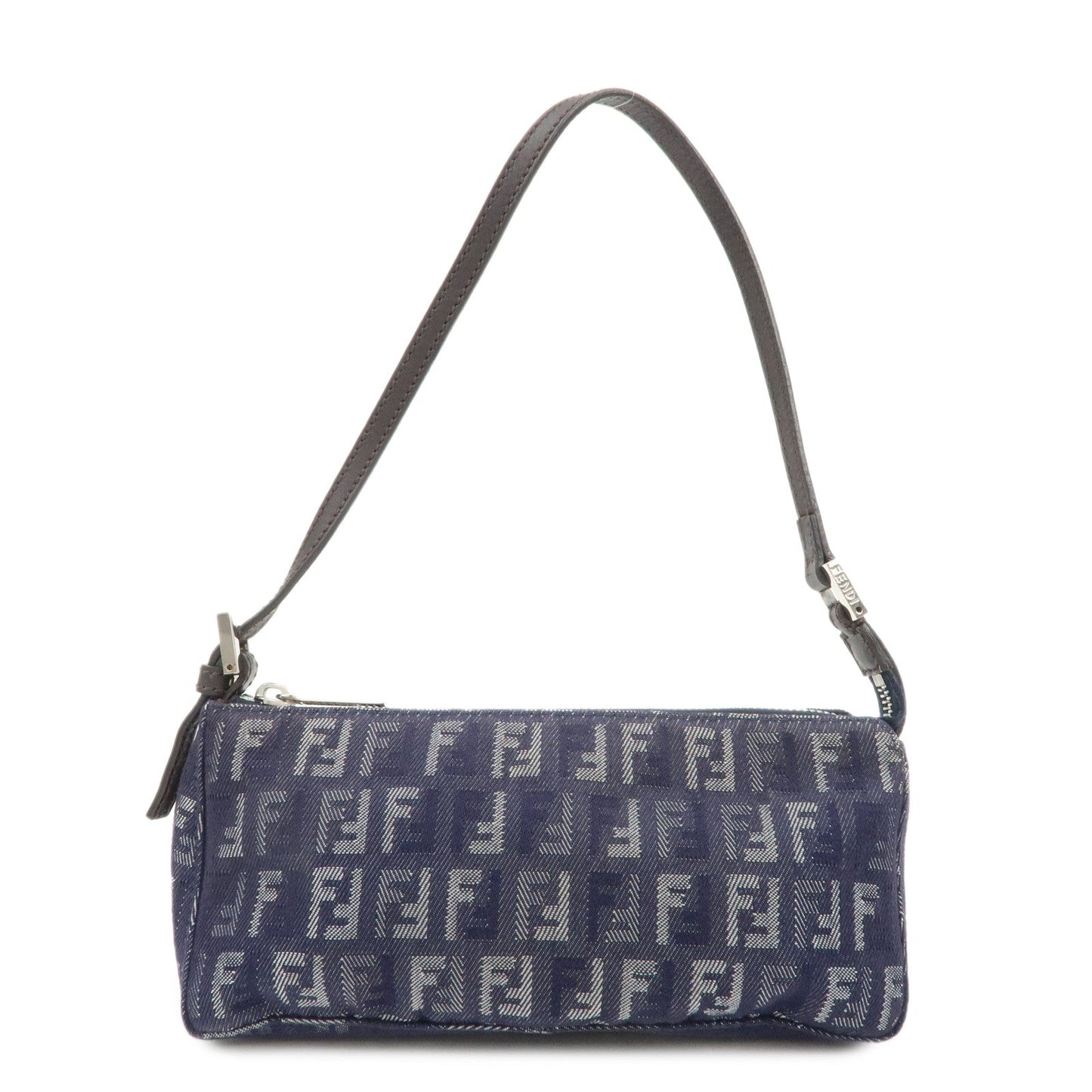 FENDI Zucchino Canvas Leather Shoulder Bag Pouch Navy 8BR249  d