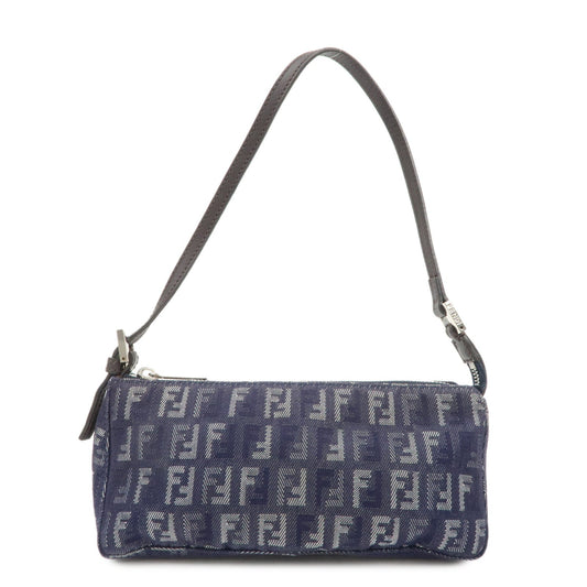 FENDI Zucchino Canvas Leather Shoulder Bag Pouch Navy 8BR249  d