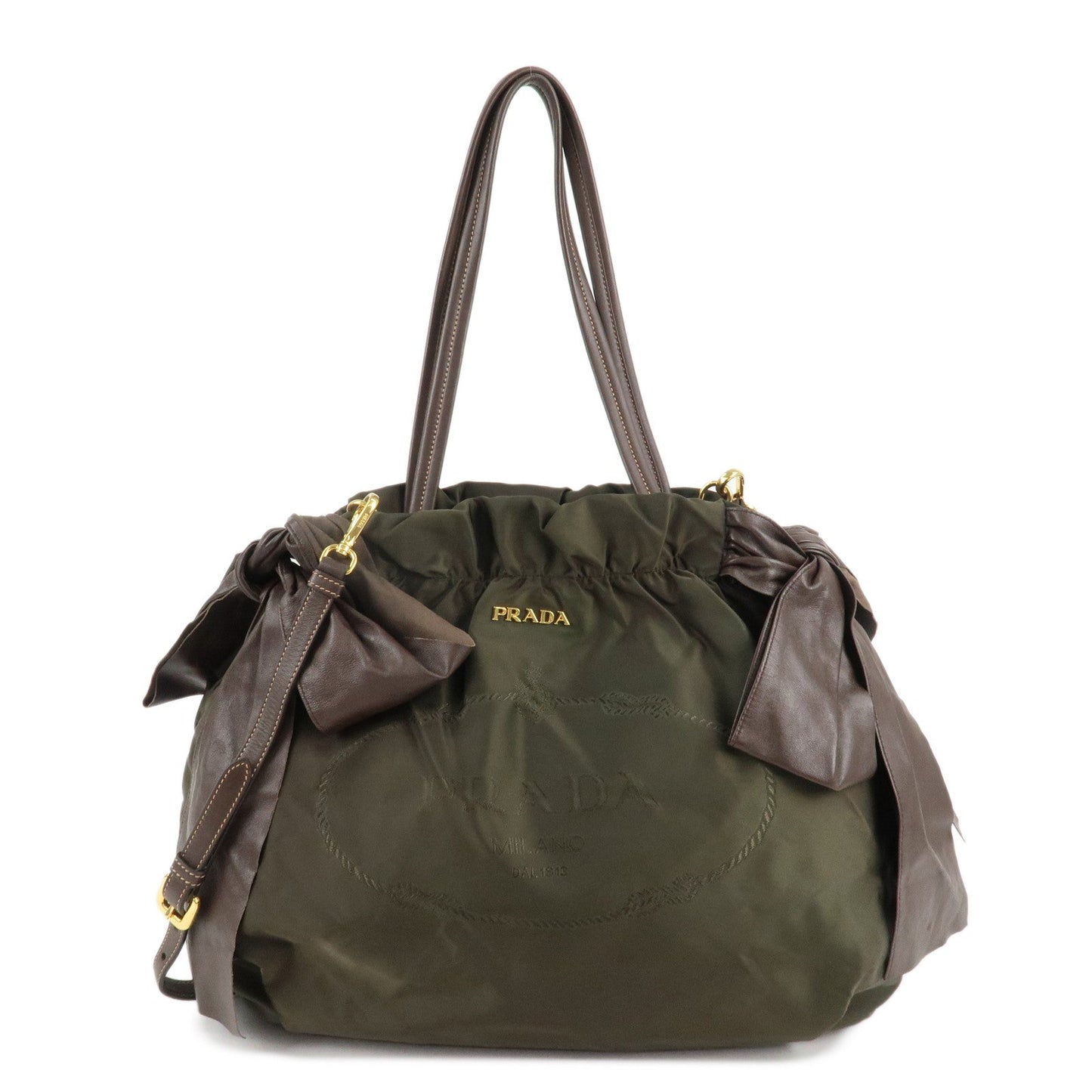 PRADA Leather Ribbon 2Way Bag Hand Bag Shoulder Bag BN1760  d