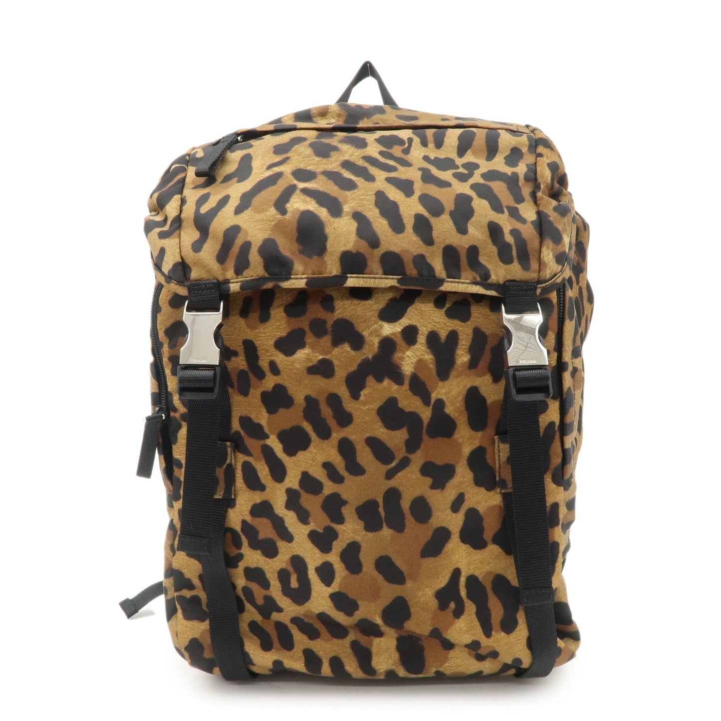 PRADA Nylon Leopard Print Back Pack Brown Black 2VZ062  d