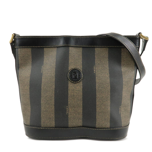 FENDI Pequin PVC Leather Shoulder Bag Black Brown 11644  d