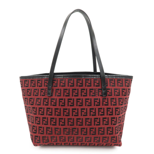 FENDI Zucchino Canvas Leather Mini Tote Bag Red Black 8BH056  d