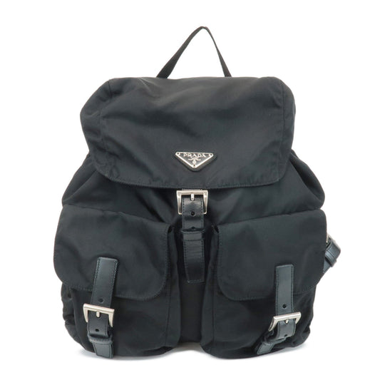 PRADA Triangle Logo Nylon Leather Back Pack Ruck Sack Black B2811  d