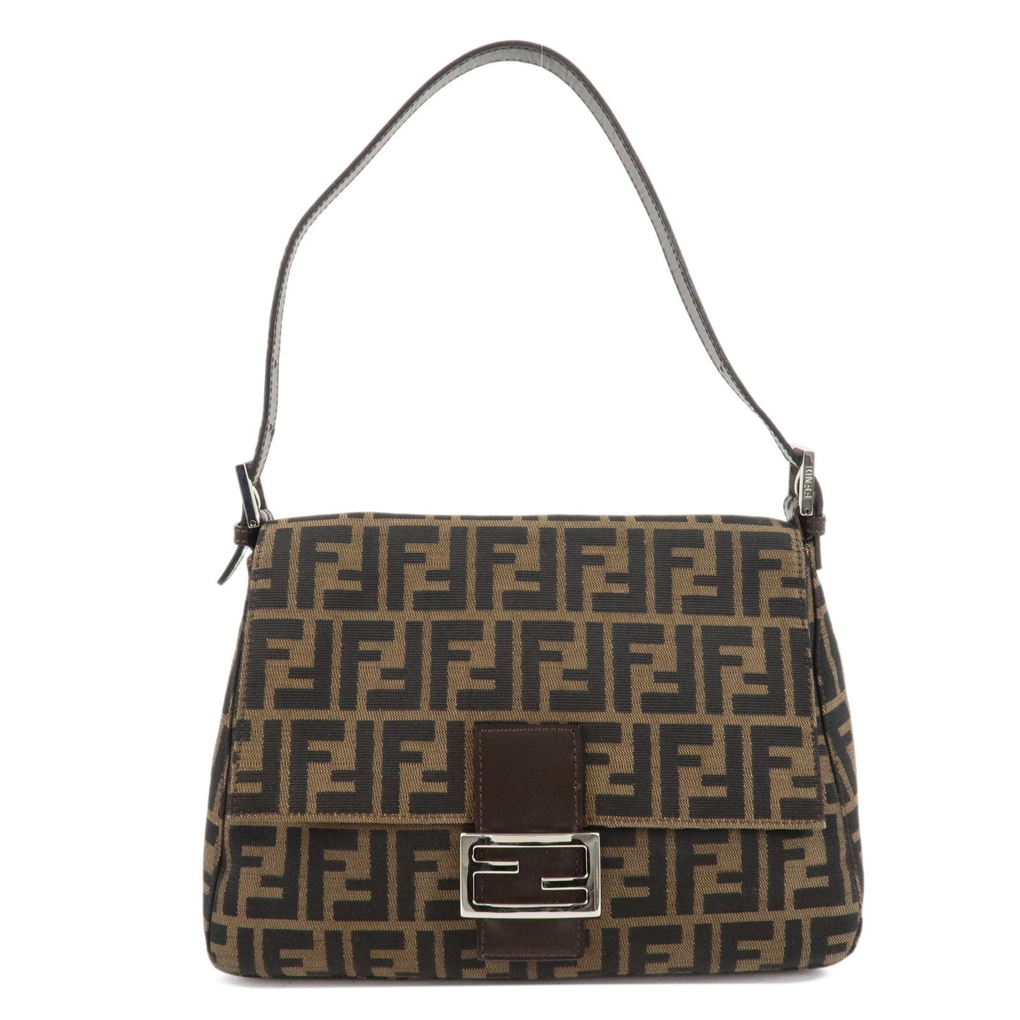 FENDI Mamma Baguette Zucca Canvas Leather Shoulder Bag 26325  d