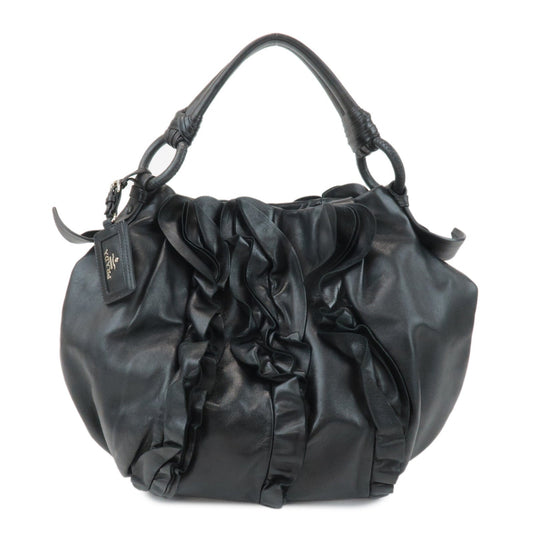 PRADA Leather Gathered 2WAY Shoulder Bag Hand Bag Black  d