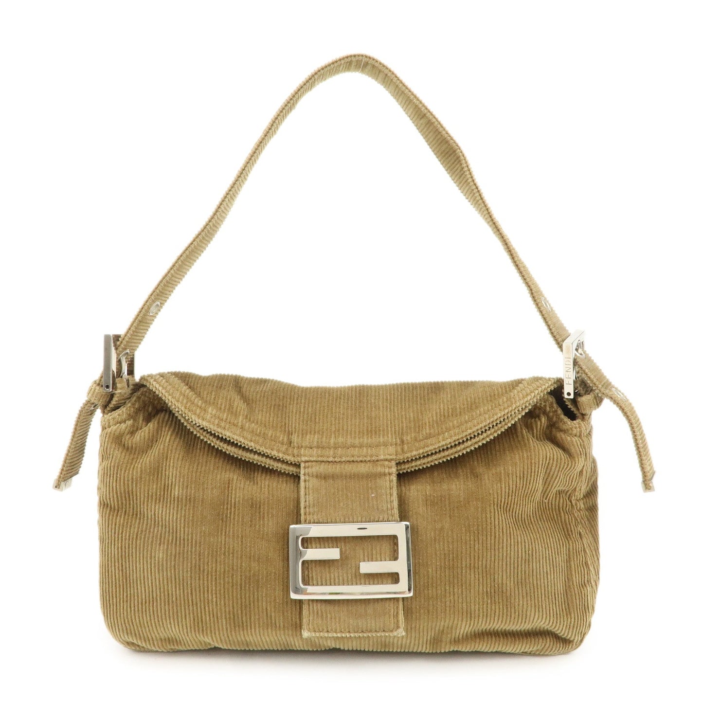 FENDI Mamma Baguette Corduroy Shoulder Bag Khaki 26725  d