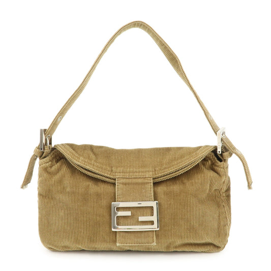 FENDI Mamma Baguette Corduroy Shoulder Bag Khaki 26725  d