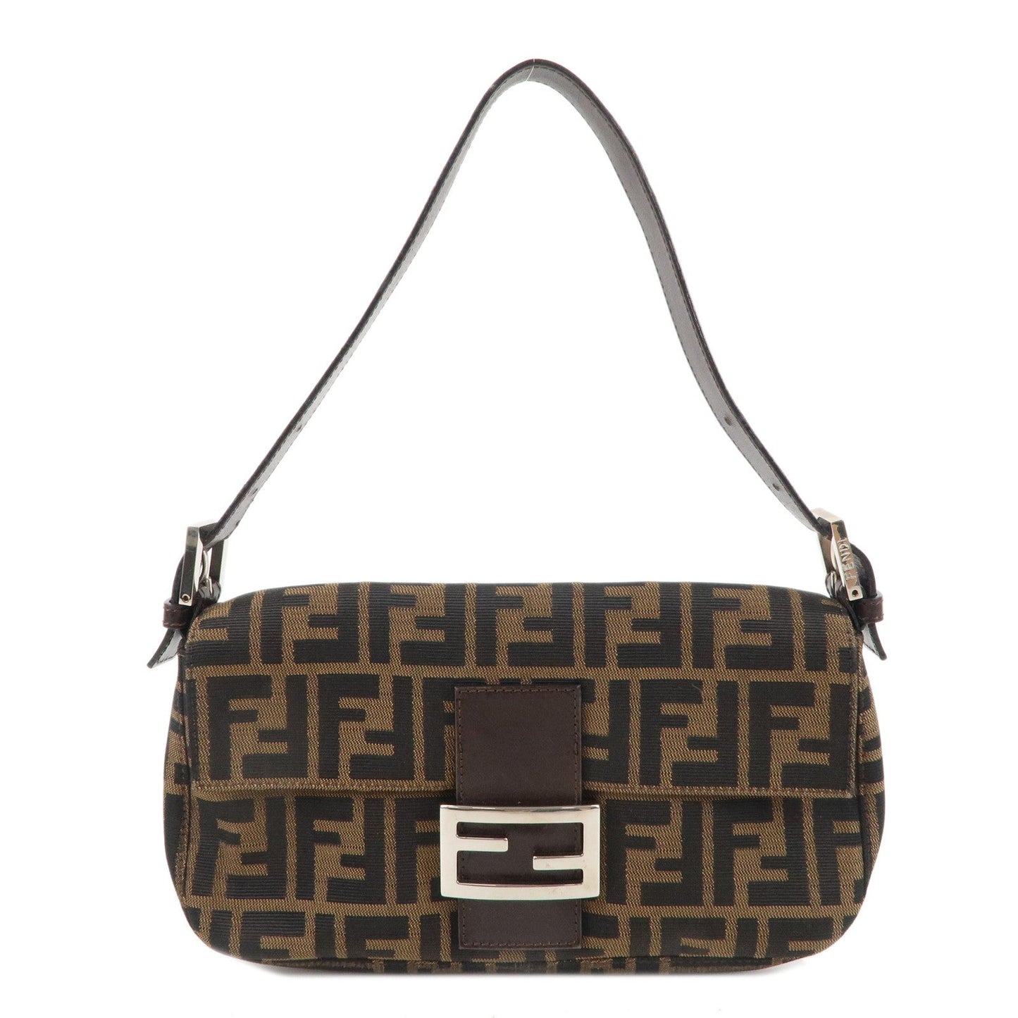 FENDI Zucca Mamma Baguette Canvas Leather Shoulder Bag 26424