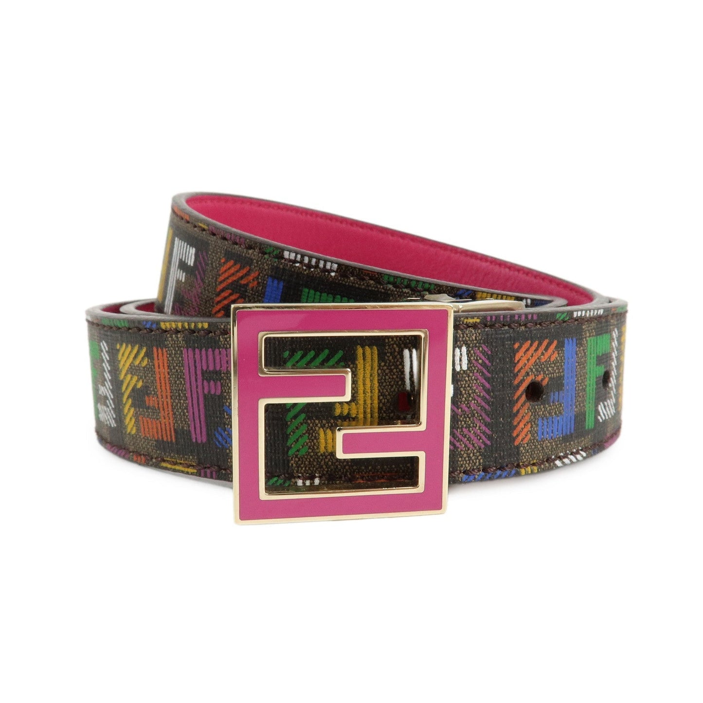 FENDI Zucchino PVC FF Logo Belt Multi Color  d