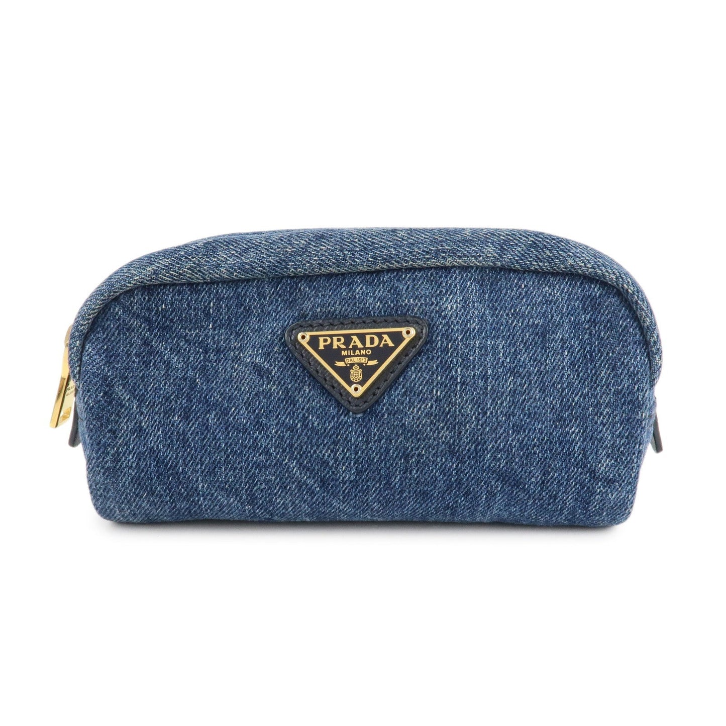 PRADA Logo Canvas Leather Pouch Cosmetic Pouch Blue 1NA175  d