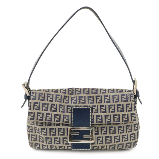 FENDI Zucchino Mamma Buguette Canvas Shoulder Bag Navy 26424