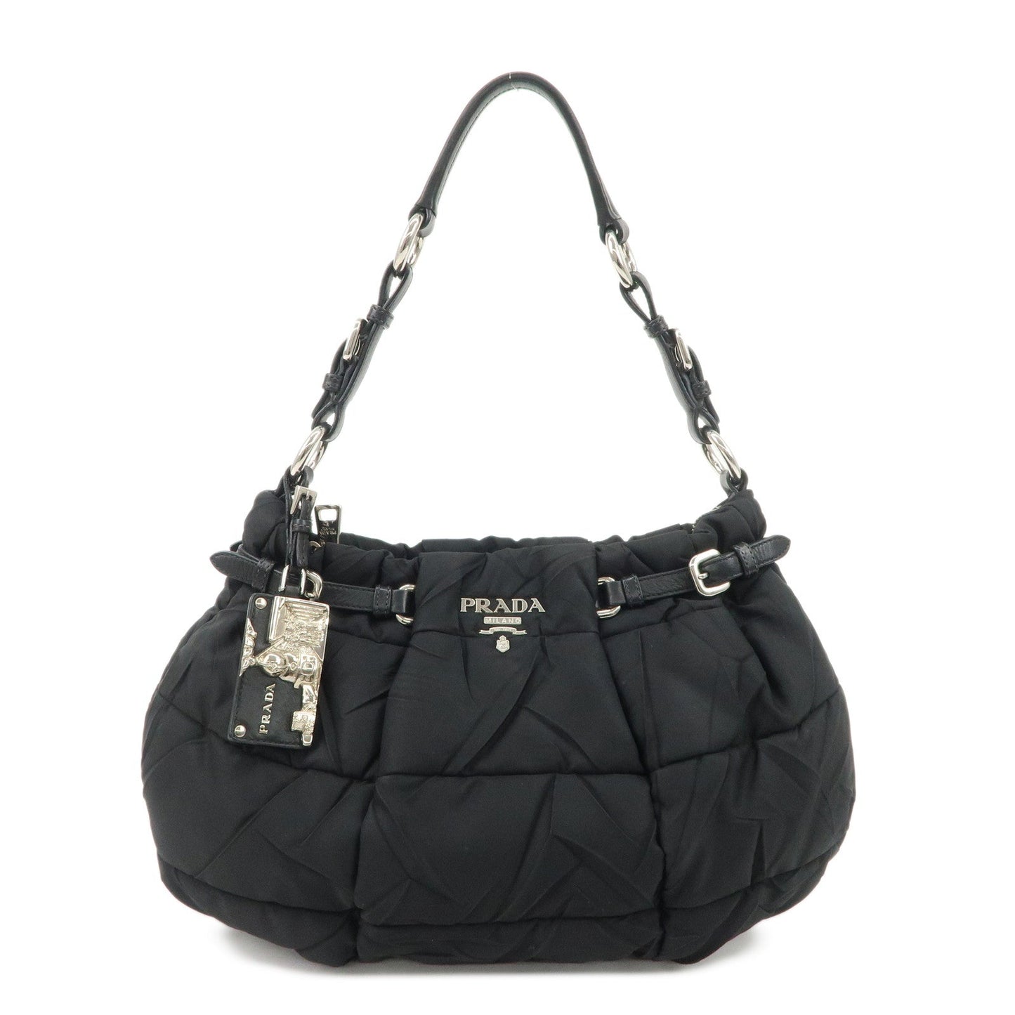 PRADA Crispy Nylon Leather Shoulder Bag Black BR3808  d
