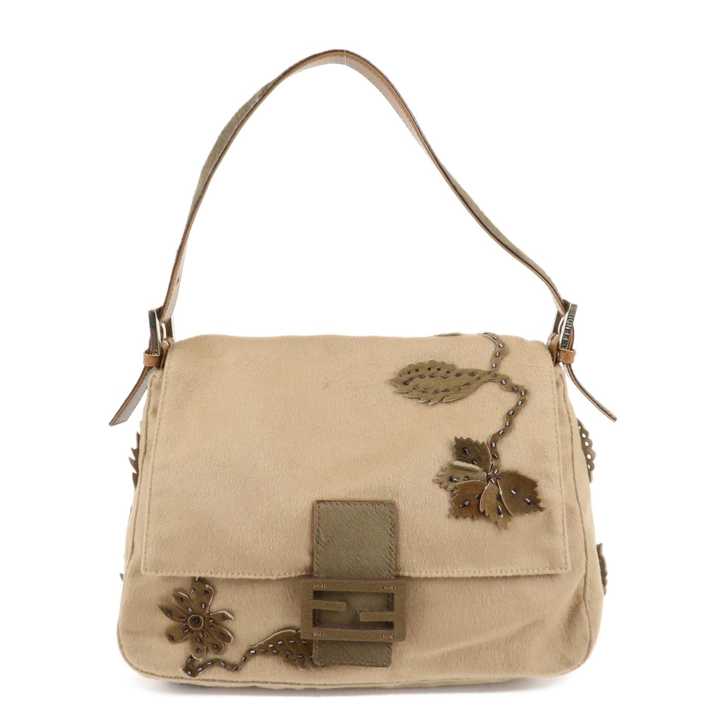 FENDI Mamma Baguette Wool Unborn Calf Shoulder Bag 26325  d