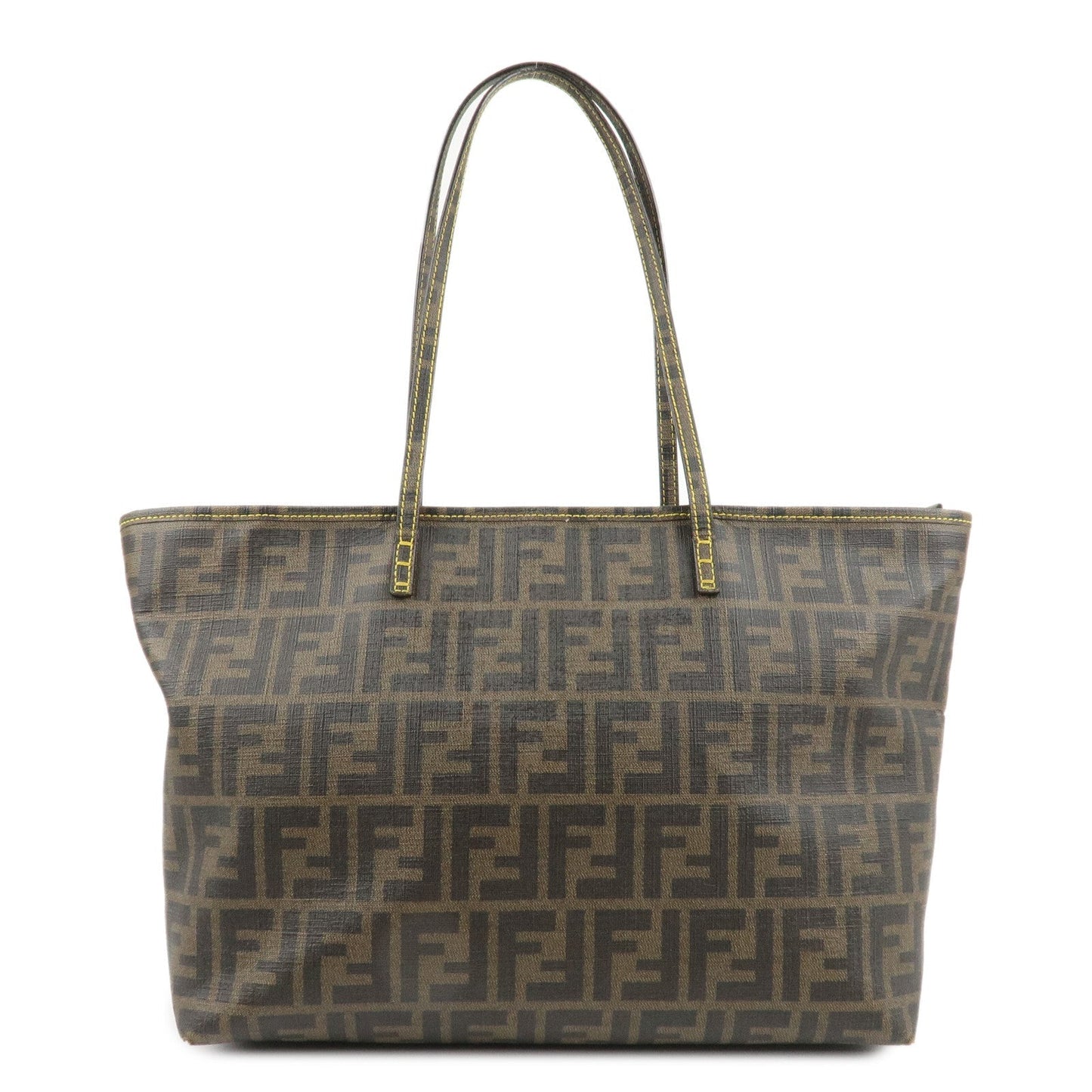 FENDI Zucca Logo Print PVC Tote Bag Brown Black 8BH198  d