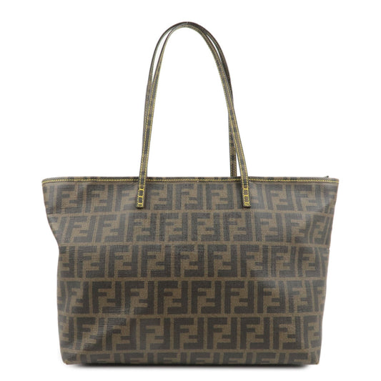 FENDI Zucca Logo Print PVC Tote Bag Brown Black 8BH198  d