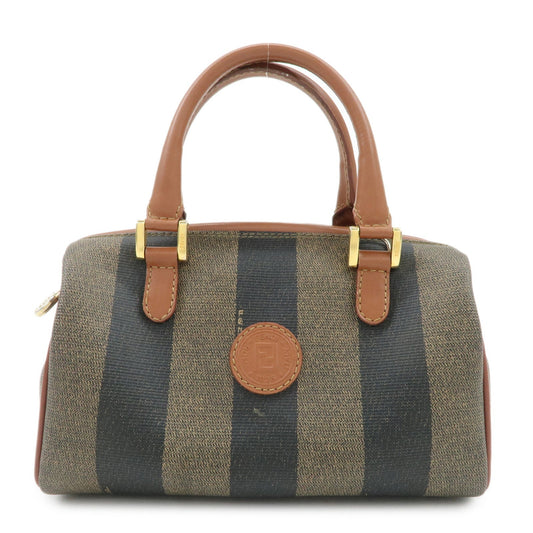 FENDI Pequin PVC Leather Hand Bag Brown Black 259021  d