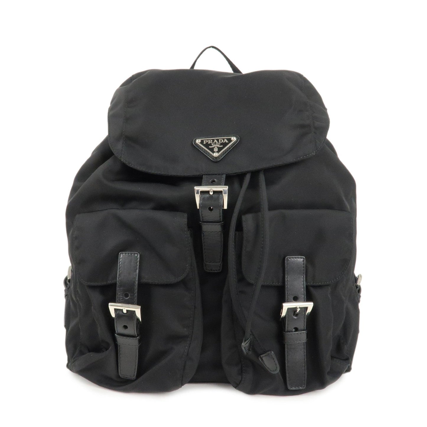 PRADA Logo Nylon Leather Back Pack Ruck Sack NERO Black BZ2811  d