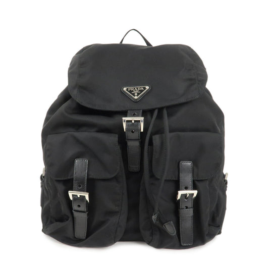 PRADA Logo Nylon Leather Back Pack Ruck Sack NERO Black BZ2811  d