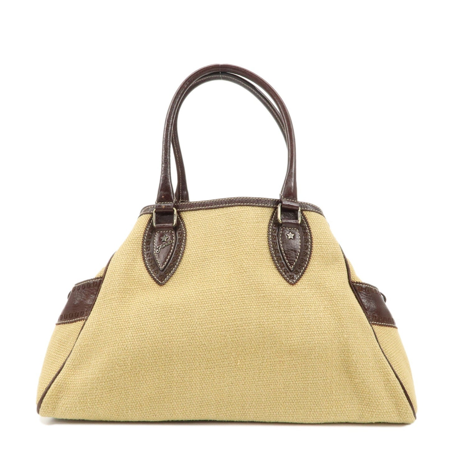 FENDI Ethnico Zucca Canvas Leather Shoulder Bag Beige Brown 8BN162  d
