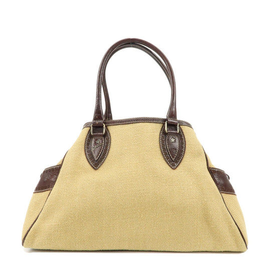 FENDI Ethnico Zucca Canvas Leather Shoulder Bag Beige Brown 8BN162  d