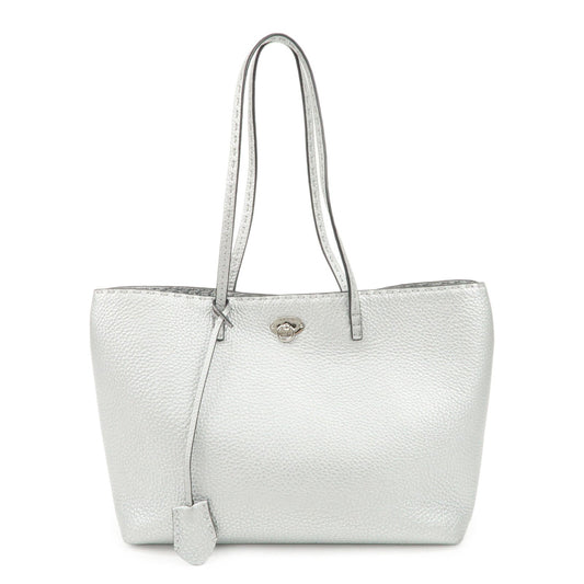 FENDI Selleria Leather Small Carla Tote Bag Silver 8BH257  d