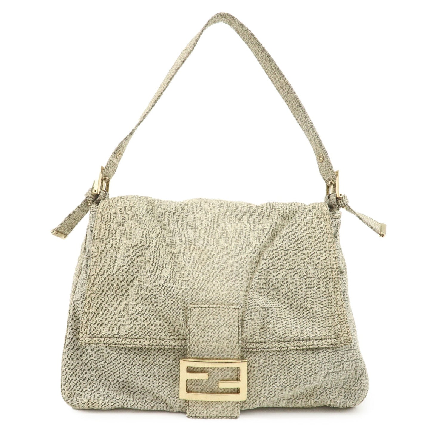 FENDI Mamma Baguette Micro FF Canvas Shoulder Bag Gray 8BR001  d