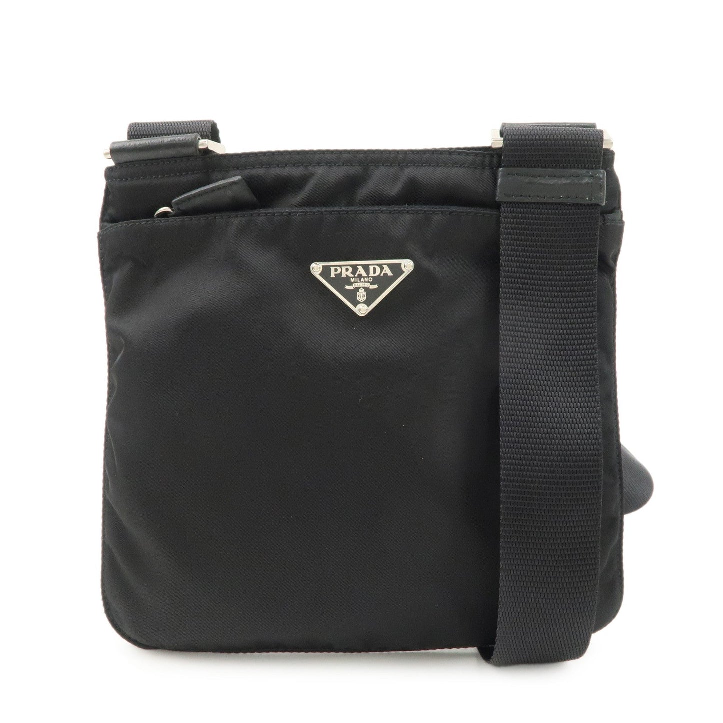 PRADA Triangle Logo Nylon Leather Shoulder Bag Crossbody Bag Black  d