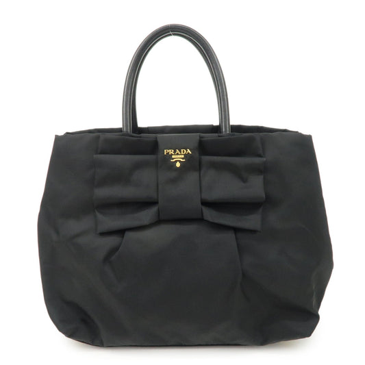 PRADA Nylon Leather Ribbon Hand Bag Tote Bag NERO Black BN1601  d