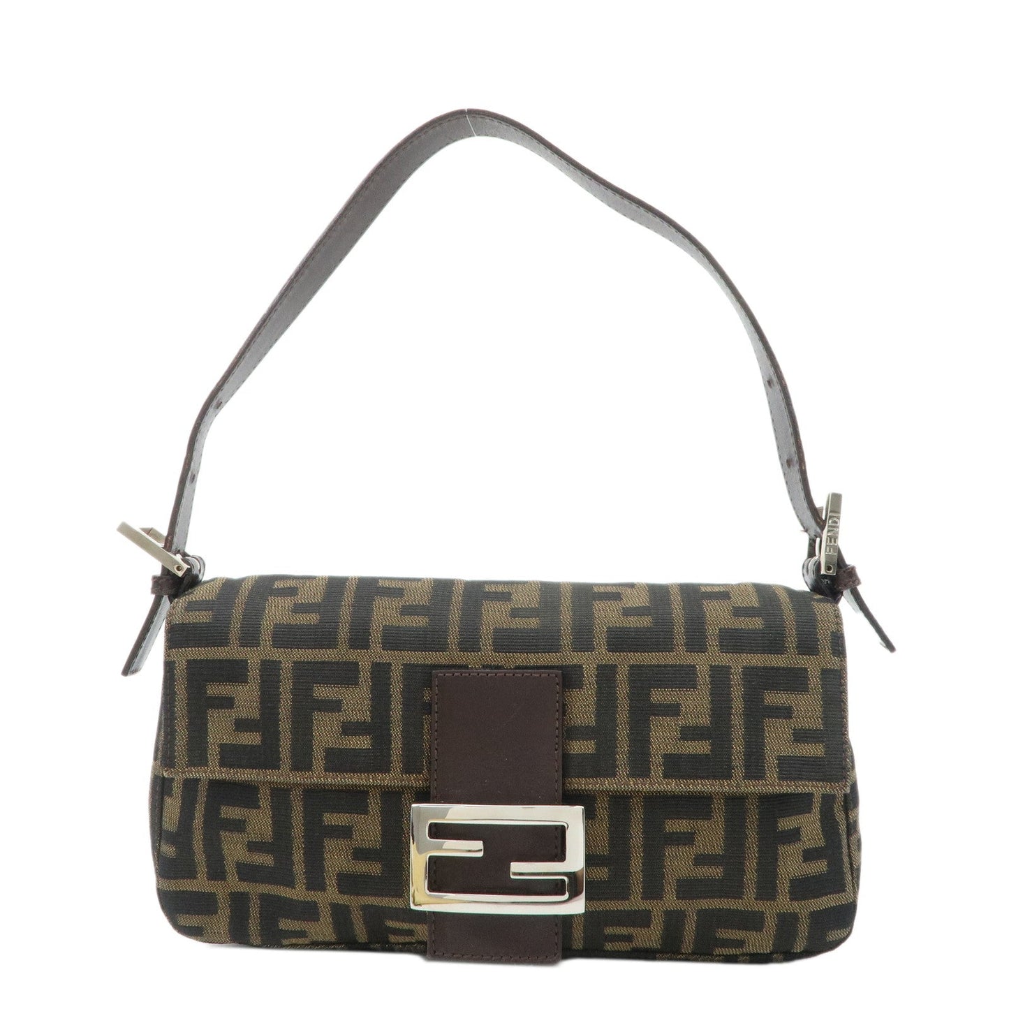 FENDI Mamma Baguette Zucca Canvas Leather Shoulder Bag 26424  d