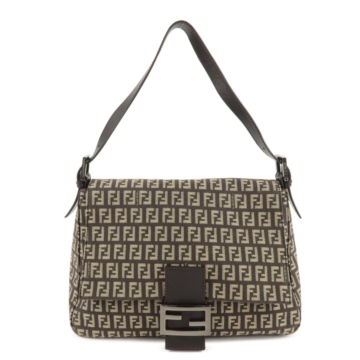 FENDI Mamma Bucket Zucchino Canvas Leather Shoulder Bag 8BR001  d