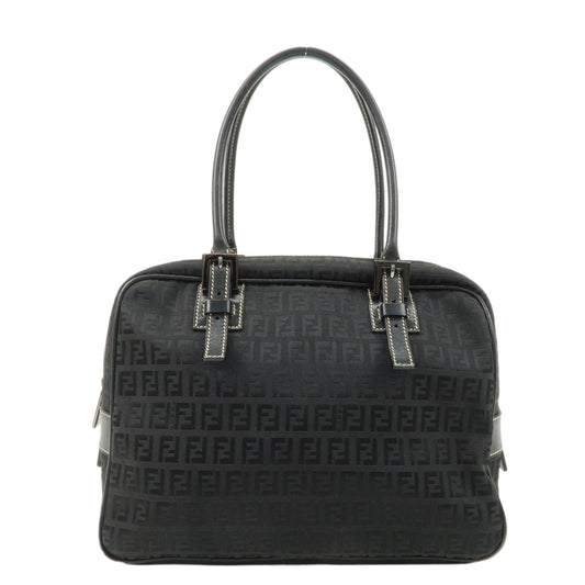 FENDI Zucchino Canvas Leather Mini Boston Bag Black 8BN005  d
