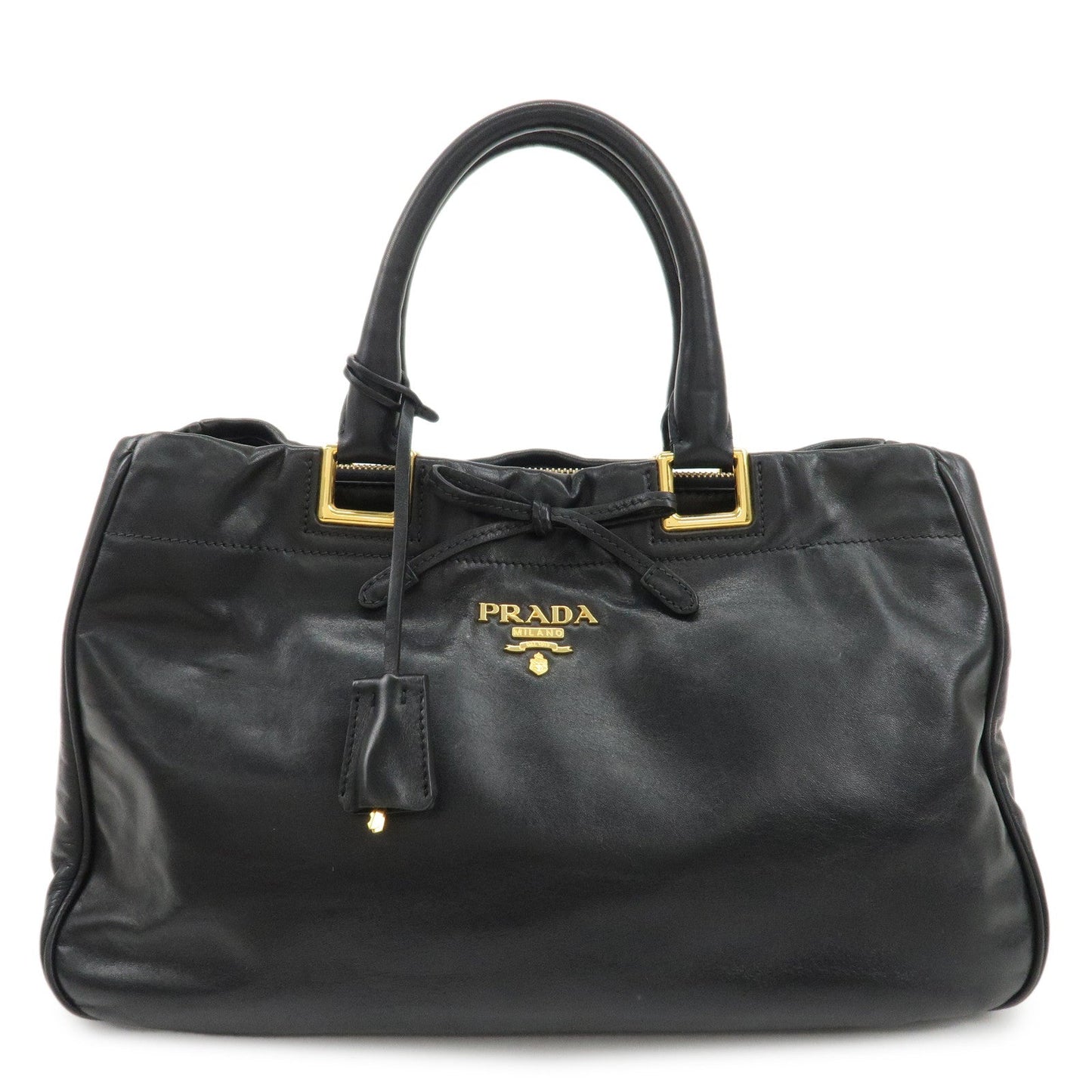 PRADA Leather Ribbon 2way Bag Hand Bag Black BN2244  d