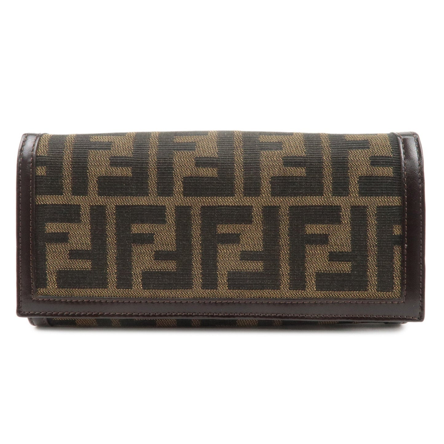 FENDI Zucca Print Canvas Leather Long Wallet Brown 30851  d