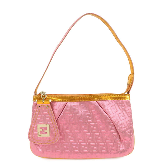 FENDI Zucchino PVC Patent Leather Shoulder Bag Hand Bag Pink Gold  d