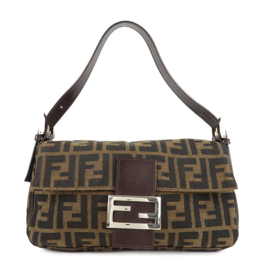 FENDI Mamma Baguette Zucca Canvas Shoulder Bag Brown Black 26424  d