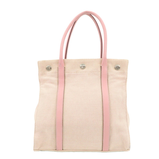 PRADA Canvas Leather Nylon Tote Bag Hand Bag Pink Silver HDW  d