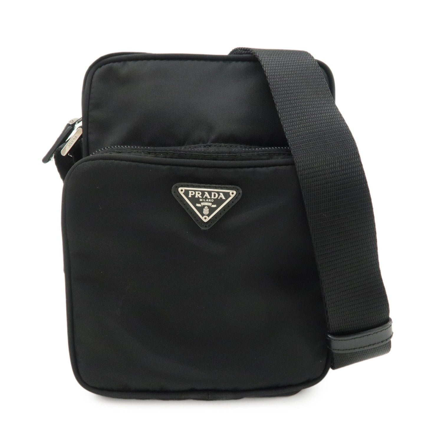 PRADA Triangle Logo Nylon Leather Shoulder Bag Purse Black BT0169  d