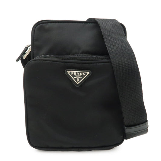 PRADA Triangle Logo Nylon Leather Shoulder Bag Purse Black BT0169  d