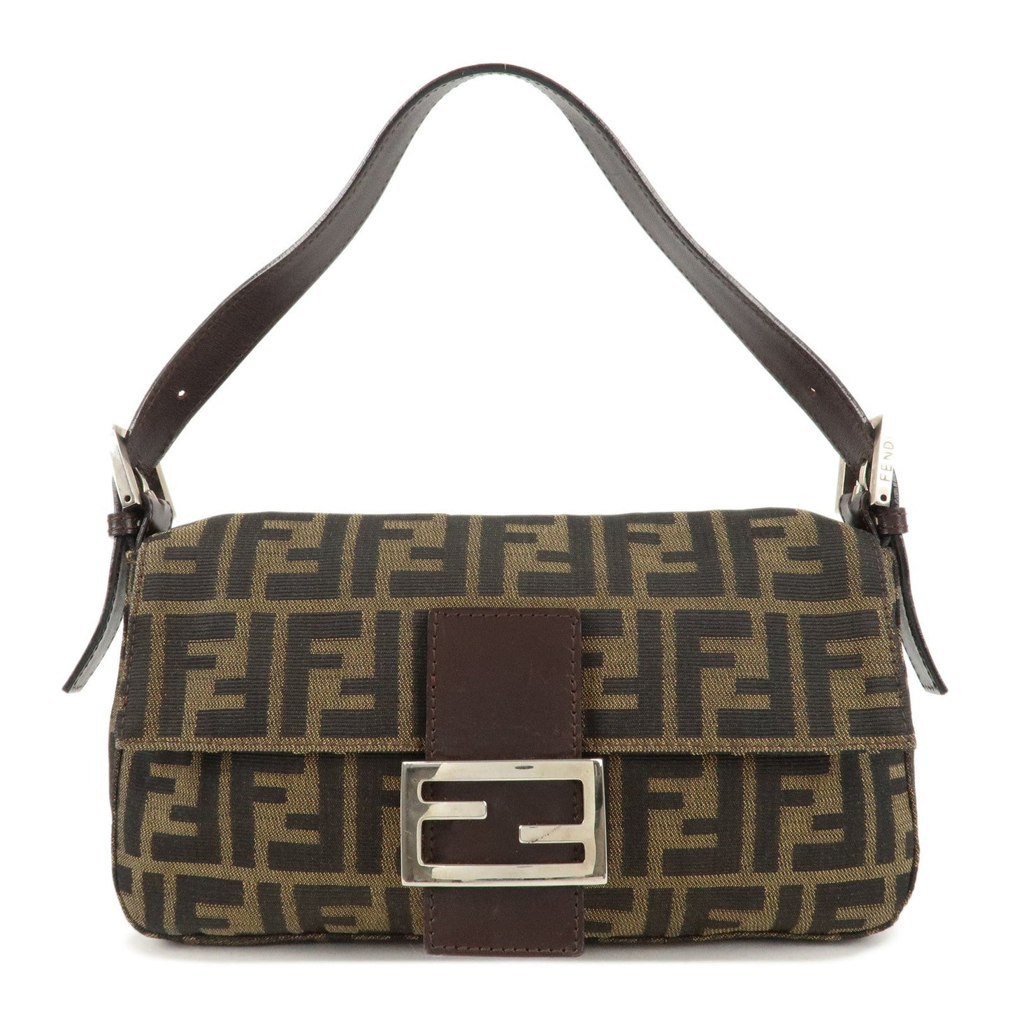 FENDI Zucca Mamma Buguette Canvas Shoulder Bag Brown Black 26424  d